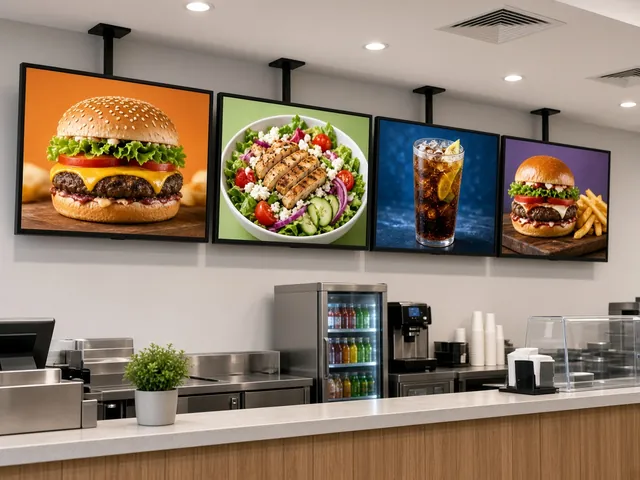 Digital menu boards in a restaurant