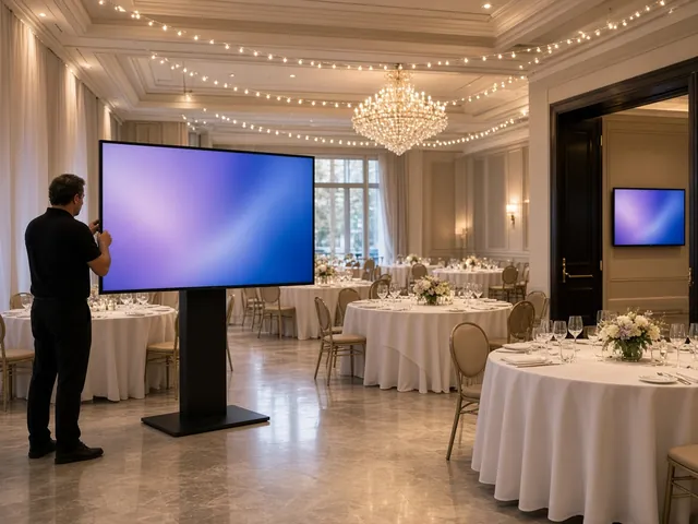 Display on a stand in an event ballroom